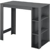 En.casa Table de bar 'Danderyd' comptoir de bar 120 x 60 x 106 cm avec 3 étagères Gris foncé
