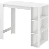 En.casa Table de bar 'Danderyd' comptoir de bar 120 x 60 x 106 cm avec 3 étagères blanc