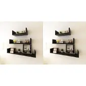 vidaXL Étagères murales 6 pcs Noir