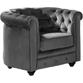 Vente-Unique.nl Fauteuil Chesterfield - Velours Anthracite