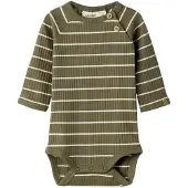 Lil´ Atelier Barboteuse / body 'NBMKAIL' olive / blanc