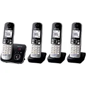 Panasonic KX-TG6824 - Téléphone sans fil - Répondeur avec identification de l'appelant - DECT - noir + 3 combinés supplémentaires (KX-TG6824GB)