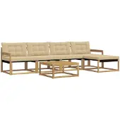 vidaXL Ensemble de canapés d'extérieur , 6 pièces, blanc et beige