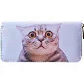 Juleeze Portefeuille JZWA0223, blanc et gris, dimensions 19x10 cm, motif chats