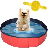 Lendo Online Piscine pour Chien Pliable Ø80 cm Rouge