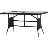 vidaXL Table de jardin noire 140 x 80 x 74 cm Poly rotin