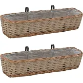 vidaXL Bac à fleurs pour balcon 2 pcs. Saule avec revêtement PE 80 cm