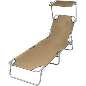 vidaXL Chaise longue pliable avec protection solaire acier taupe
