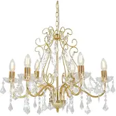 vidaXL Lustre avec perles de cristal Doré Rond 6 x E14