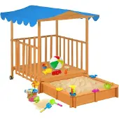 vidaXL Maison de jeu d'enfants et bac à sable Bois de sapin Bleu UV50