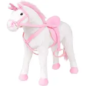 vidaXL Peluche Licorne debout Peluche blanche et rose XXL