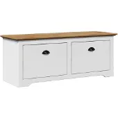vidaXL Banc de couloir BODO blanc et marron 114x40x45 cm
