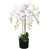 Super Merchant Plante artificielle avec pot Orchidée 75 cm Blanc