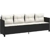 vidaXL Bain de soleil avec coussins noir Poly rotin