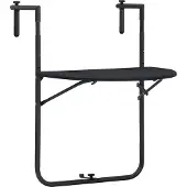 vidaXL Table de balcon suspendue noire 60x64x83,5 cm plastique aspect rotin
