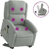 vidaXL Fauteuil de massage avec releveur gris clair velours