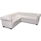 vidaXL Canapé d'angle Chesterfield 5 places en similicuir blanc