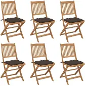 vidaXL Chaises de jardin pliantes 6 pièces avec coussins en bois massif d'acacia