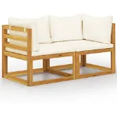 vidaXL Banc de jardin 2 places avec coussins blanc crème