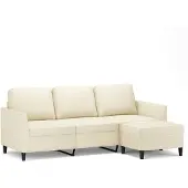 vidaXL Canapé 3 places avec pouf Crème 180 cm Similicuir