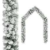 vidaXL Guirlande de Noël avec neige floquée Vert 10 m PVC