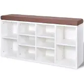 vidaXL Banc de rangement à chaussures 10 compartiments Blanc