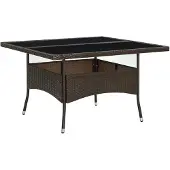 vidaXL Table de jardin marron poly rotin et verre