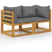 vidaXL Banc de jardin 2 places avec coussins gris foncé