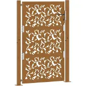 vidaXL Portail de jardin 105 x 155 cm en acier patiné avec motif feuille