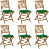 vidaXL Chaises de jardin pliantes 6 pièces avec coussins en bois massif d'acacia