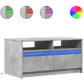 vidaXL Table basse LED gris béton Matériau dérivé du bois