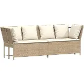 vidaXL Canapé de jardin avec coussins Beige Poly Rattan
