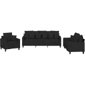 vidaXL Ensemble de canapés 3 pièces avec coussins Tissu noir