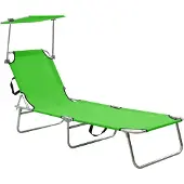 vidaXL Chaise longue pliante avec toit solaire acier vert pomme