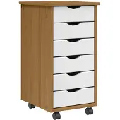 vidaXL Armoire à roulettes avec tiroirs MOSS Marron miel Pin massif