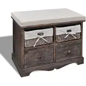 vidaXL Banc de rangement Marron 62x33x42 cm Bois de paulownia