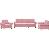 vidaXL Ensemble de canapés 3 pièces avec coussins Rose velours