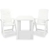 vidaXL Ensemble de jardin Bistro 3 pièces 101 x 68 x 72 cm Blanc