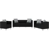 vidaXL Jeu de canapé à 2 places et à 3 places et fauteuil Noir