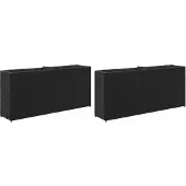 vidaXL Jardinières Avec 2 Pots 2 Pcs Noir 90x20x40 Cm Résine Tressée