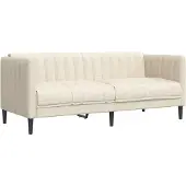 vidaXL Canapé 2 places Crème Tissu