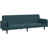 vidaXL Canapé-lit à 2 places avec deux oreillers bleu velours