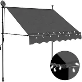 vidaXL Store rétractable manuel avec LED 200 cm Anthracite