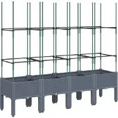 vidaXL Jardinière avec treillis bleu gris 160x40x142,5 cm PP