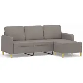 vidaXL Canapé 3 places avec pouf Taupe 180 cm Tissu
