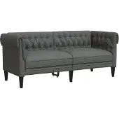 vidaXL Canapé Chesterfield 2 places gris foncé Tissu