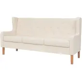 vidaXL Canapé à 3 places Tissu Blanc crème