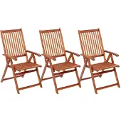 vidaXL Chaises de jardin pliantes 3 pcs. Bois massif acacia