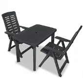 vidaXL Ensemble de jardin bistrot 3 pièces 101 x 68 x 72 cm Anthracite
