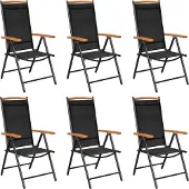 vidaXL Chaises de jardin pliantes 6 pcs. Textilène noir